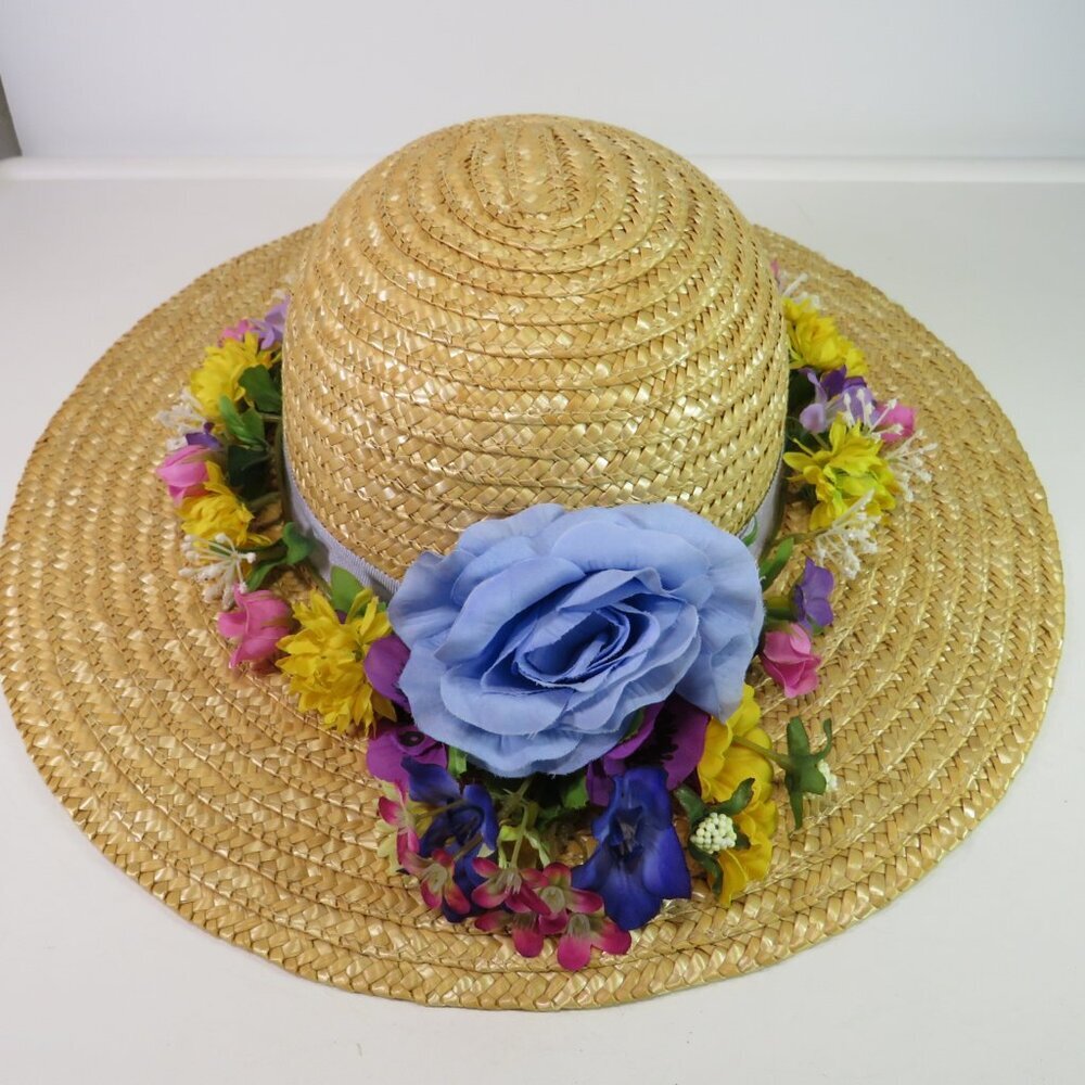 spring flower floral woven straw hat